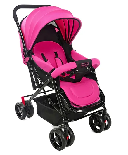 Babyhug Symphony Stroller With Reverisble Handle and Mosquito Net - Pink
