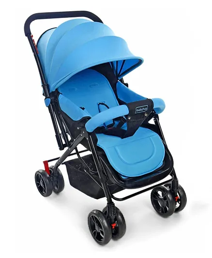 Babyhug Symphony Stroller With Reverisble Handle and Mosquito Net - Blue