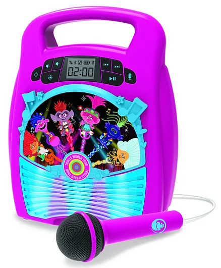 iHome KIDdesigns Trolls World Tour Bluetooth MP3 Sing Along Karaoke Machine With Mic - Multicolour