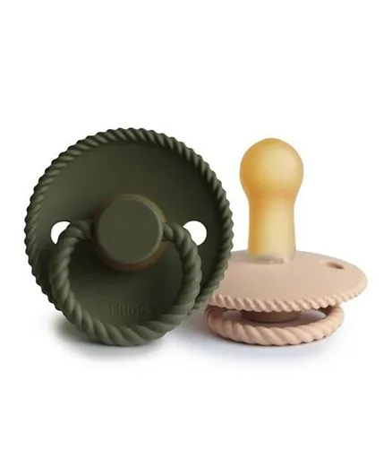 FRIGG Rope Latex Baby Pacifier 2-Pack Croissant/Olive - Size 1