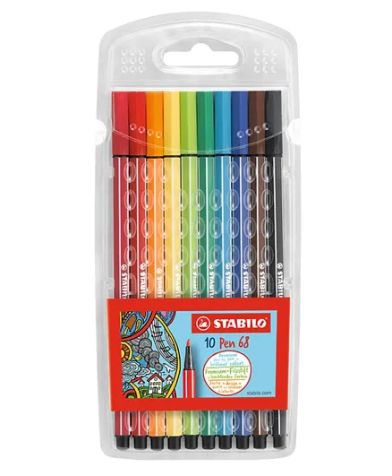 Stabilo Pen 68 Premium Felt-Tip Pen Pack of 10 - Multicolours