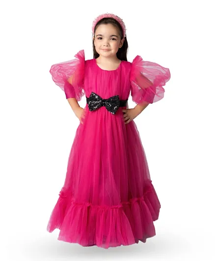 دي دانيلا فستان أميرة مُزين بفيونكة - وردي
