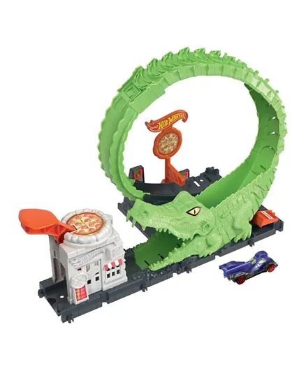 Hot Wheels Gator Loop Pizza Place Playset With 1 Hot Wheels Car