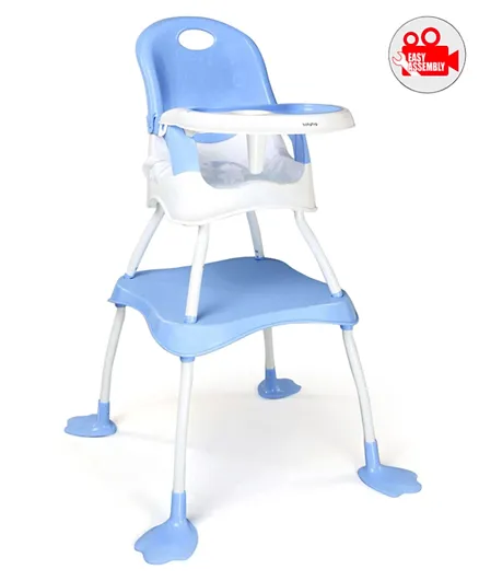 Babyhug Urban 4 in 1 High Chair With 3 Point Safety Harness And Anti-Slip Base - Blue