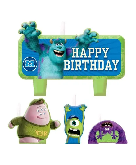 Party Centre Monsters University Birthday Candle Assorted Sizes Set - Pack of 4