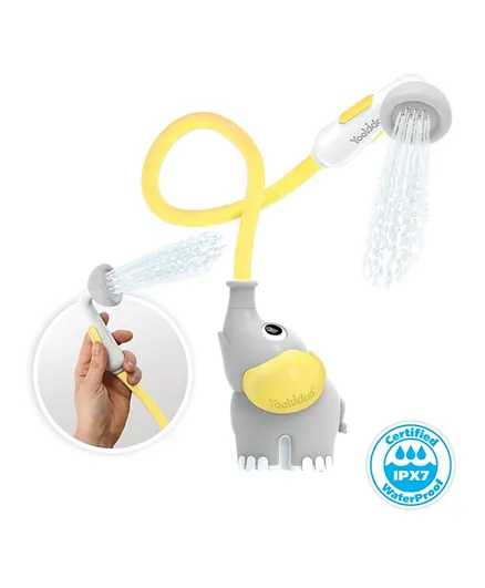 Yookidoo Baby Bath Shower Head Elephant Water Pump and Trunk Spout Rinser - Yellow