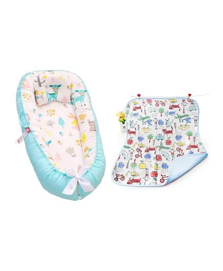 Star Babies Combo Blue Baby Lounger Sleeping Pod & Scented Reusable Changing Mats - Pack of 2