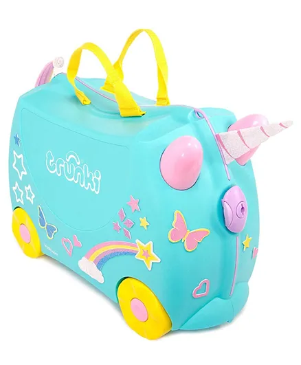 Trunki Original Kids Ride-On Suitcase And Carry-On Luggage - Una Unicorn (Turquoise)