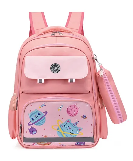Eazy Kids Unicorn Planet School Bag With Pencil Case Pink - 18 Inches
