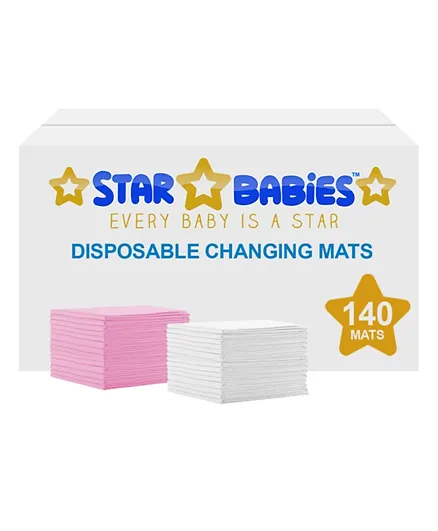Star Babies Disposable Changing mats Pack of 140 (PInk 70pcs, White 70pcs)