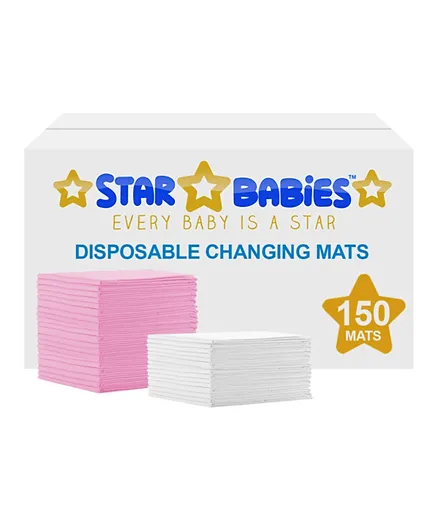 Star Babies Disposable Changing Mats Pack of 150 - Pink/Yellow