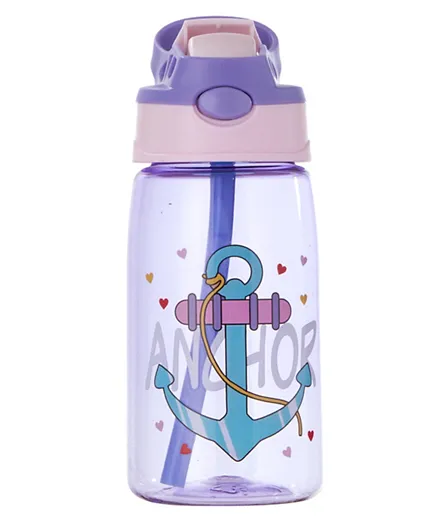 Bonjour Anchor Sip Box Kids Water Bottle with Straw Purple - 400mL