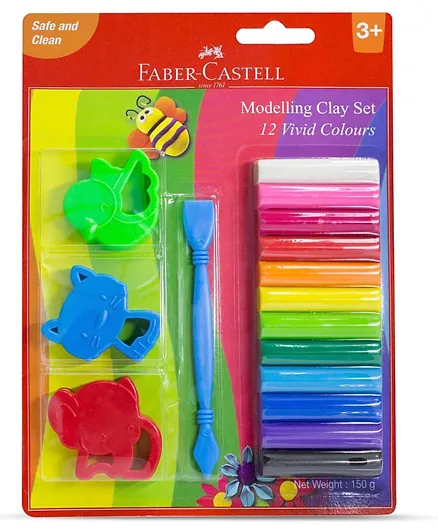 Faber Castell Modelling Clay With Jigsaw Tools - 12 Pieces