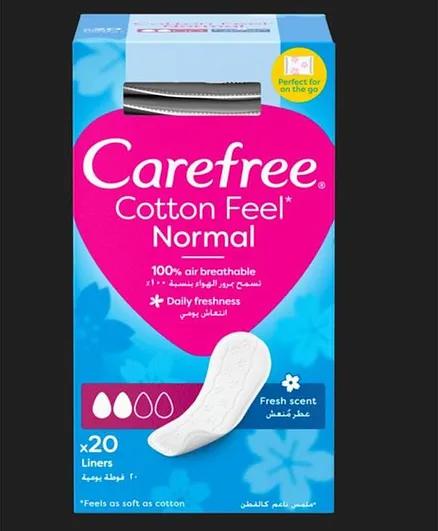 Carefree Cotton Feel With Fresh Scent Panty Liner - Pack of 20