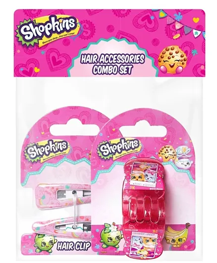 Shopkins Hair Claws and Pony Band Combo -  Pink