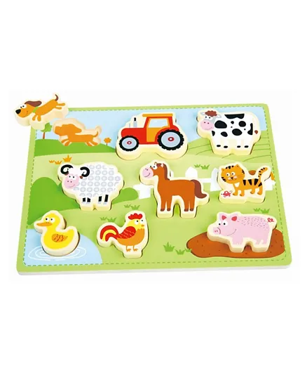 Lelin Wooden Chunky Farm Puzzle - 10 Pieces