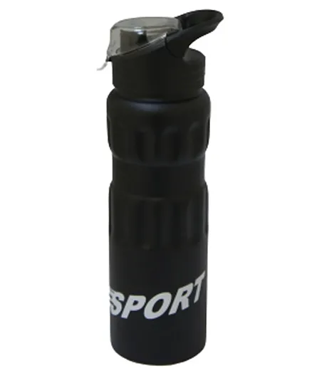 Sarvah Sports Bottle Metal With Flap Black - 750ml