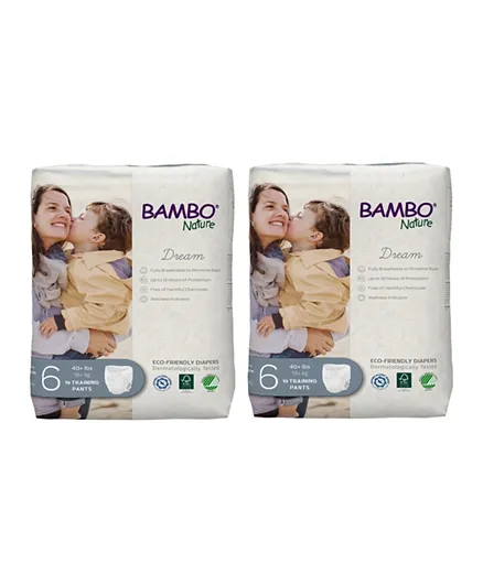 Bambo Nature Eco-Friendly Pants Value Pack of 2 Pant Style Diapers Size 6 - 38 Pieces