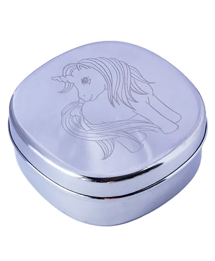 Bamboo Bark Unicorn Stainless Steel Lunch Box - Silver