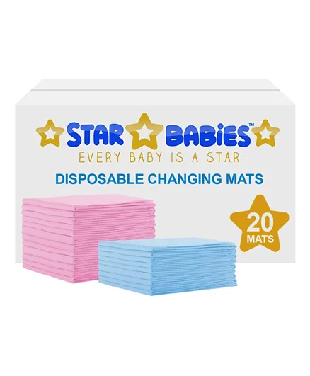Star Babies Disposable Changing Mat Pack of 20 - White/Yellow