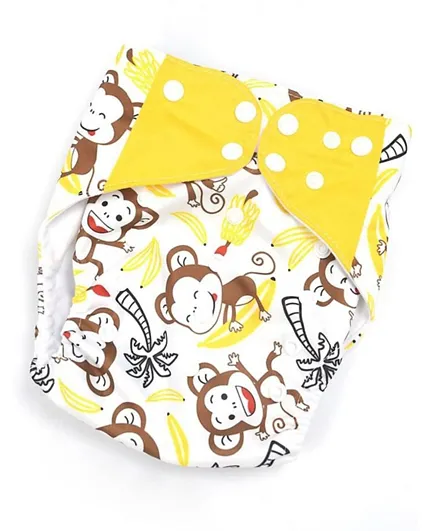 Pikkaboo Reusable Cloth Diaper with Adjustable Snap Buttons for Babies and Toddlers - Monkey