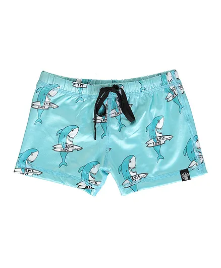 Beach & Bandits Shark Dude Swim Shorts -  Blue