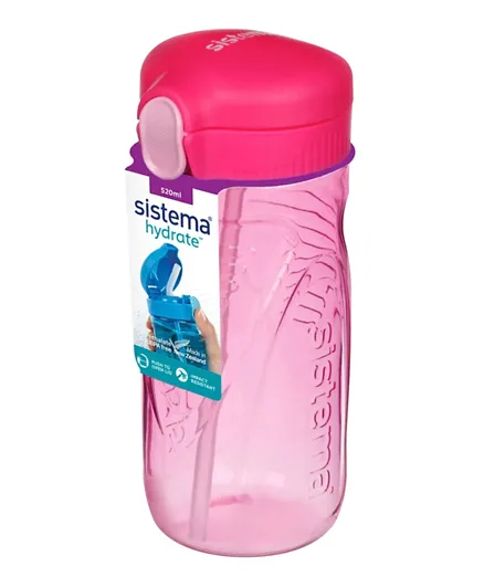 Sistema Tritan Quick Flip Water Bottle Pink - 520mL