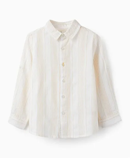 Zippy Long Sleeve Cotton Shirt - White
