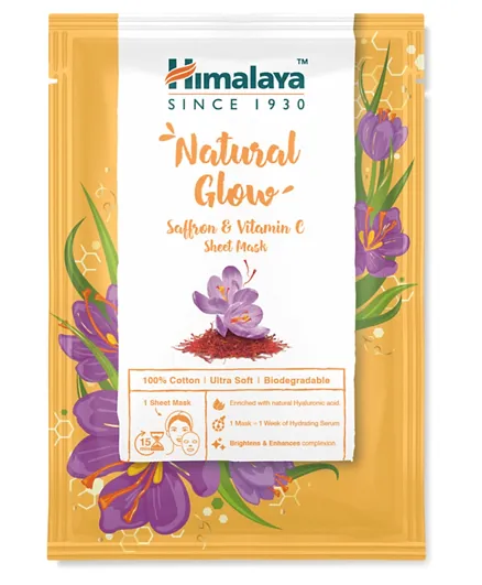 Himalaya Natural Glow Saffron & Vitamin C Sheet Mask - Pack of 1