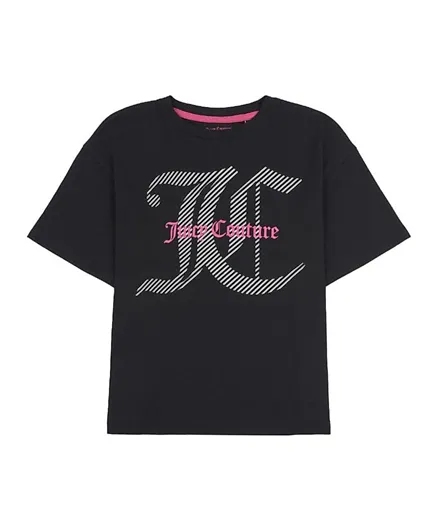 Juicy Couture Cotton Graphic Boxy Logo Print T-Shirt - Black