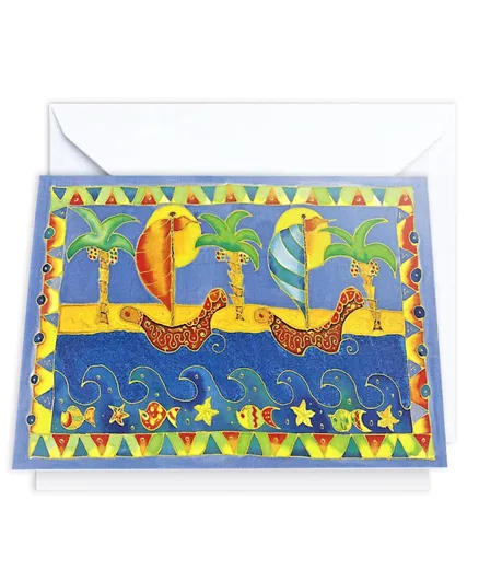 Fay Lawson Bright abstract design Greeting Card with White Envelope - Multicolor
