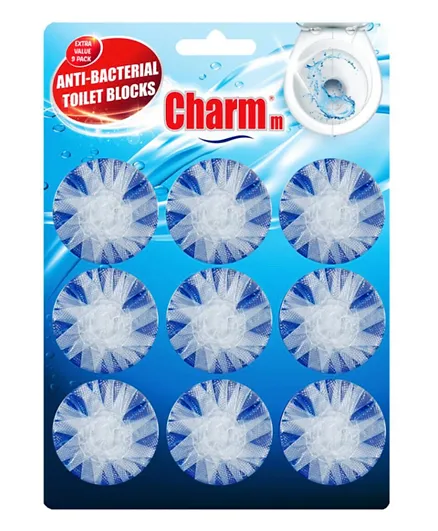 CHARMM Antibacterial Toilet Block Blue - 9 Pieces