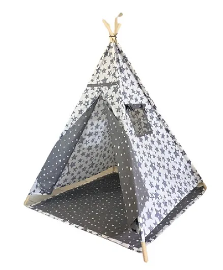 CherryPick Star Cotton Teepee Tent with Mattress - Grey