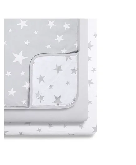 سناز - طقم فراش السرير للأطفال من قطن 100%  بتصميم النجوم الرمادية - عبوة من 3