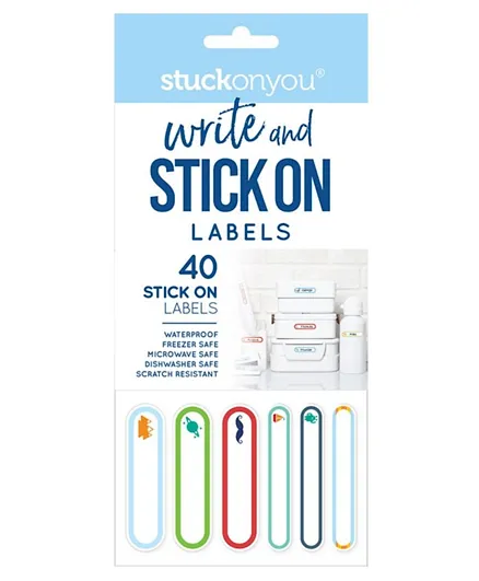 Stuck On You Write On Labels Stick On Blue - 40 Pieces