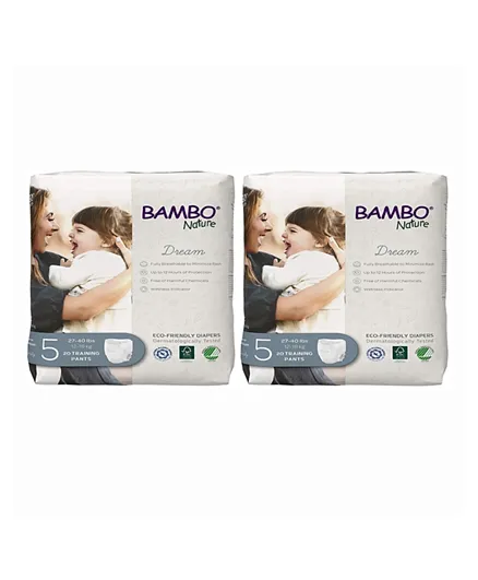 Bambo Nature Eco-Friendly Pants Diapers, Size 5, 12-18kg PACK OF 2 (40 pants)