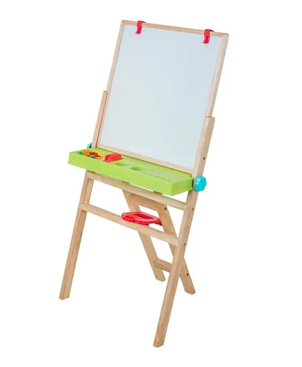 Funskool My First Easel - Magnetic & Chalk Board, Wooden Double-Sided Easel for Kids 3+ Years, with Storage Tray & Art Accessories