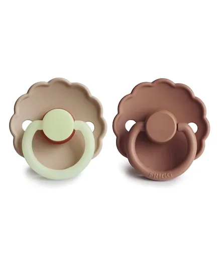 FRIGG Daisy Latex Baby Pacifier 2-Pack Croissant Night/Rose Gold - Size 2