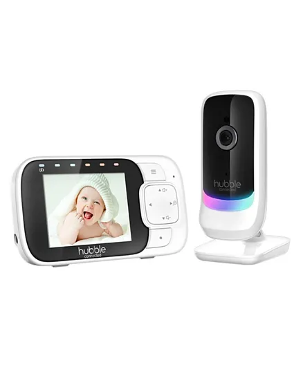 Hubble Nursery View Glow 2.8'' Baby Video Monitor With High Sensitivity Microphone - White