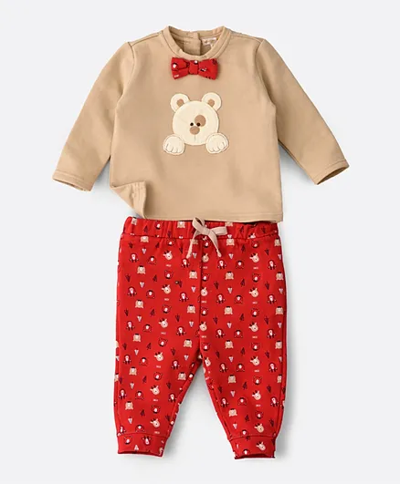 Tiny Hug Bear Pajama Set - Beige