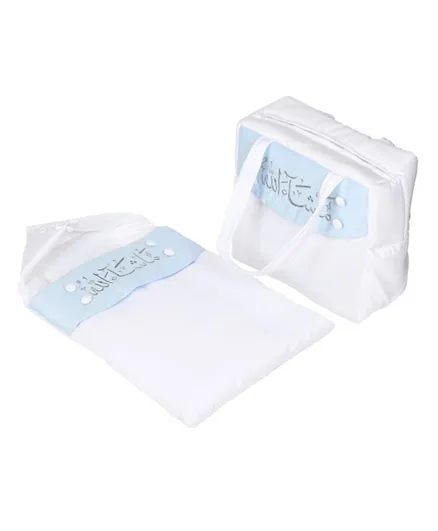 Little Angel Baby Sleeping Bag With Diaper Bag - White/Blue