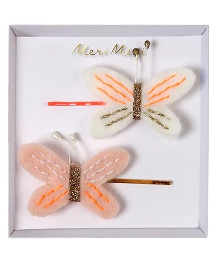 Meri Meri Butterfly Hair Pins Beige - Pack of 2