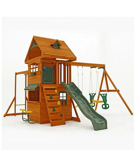 KidKraft Ridgeview Deluxe Clubhouse Wooden Swing Set / Play Set