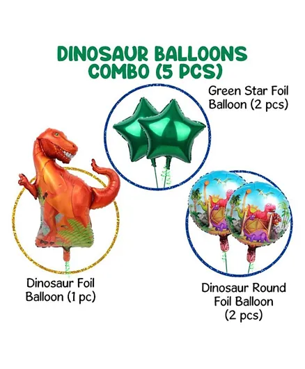 Party Propz Dinosaur Theme Birthday Decoration Balloons - Set of 5