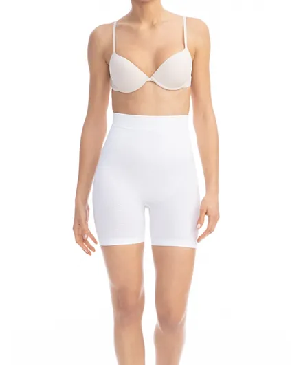 FarmaCell 302 Women's Push-Up Anti-Cellulite Control Mid-Thigh Shorts - White