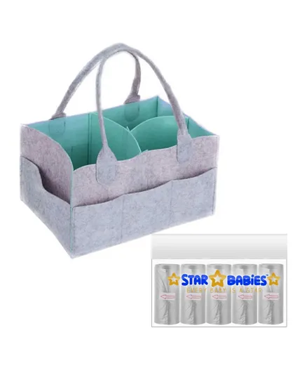 Star Babies Caddy Diaper Bag Organizer With Scented Bag 5 Pieces - Grey
