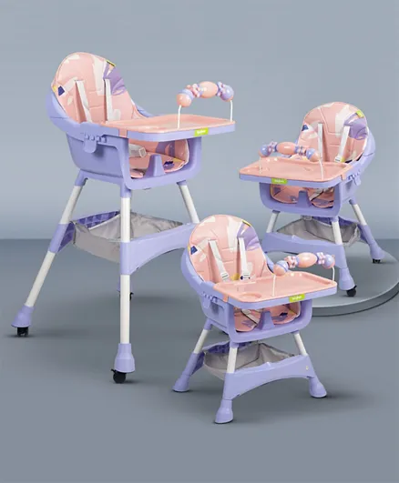 بايبي - أرورا كرسي الطعام المحول 3 في 1 للأطفال - وردي