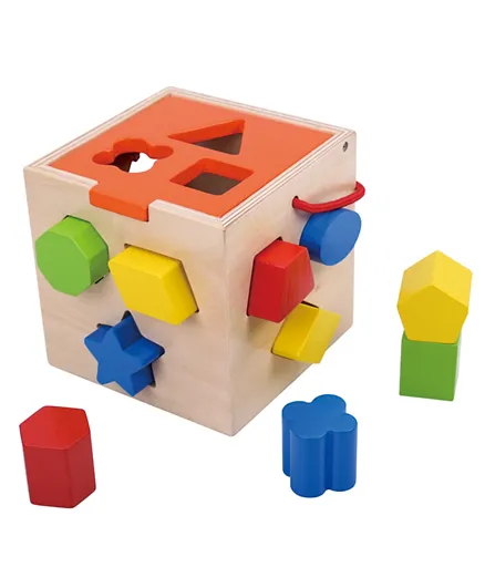 Tooky Toy Wooden Shape Sorter With Colours Multi Color - 13 Pieces