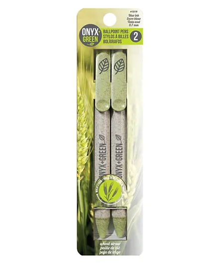 Onyx And Green Eco Friendly Ballpoint Pen Blue Ink (1019) - Pack of 2
