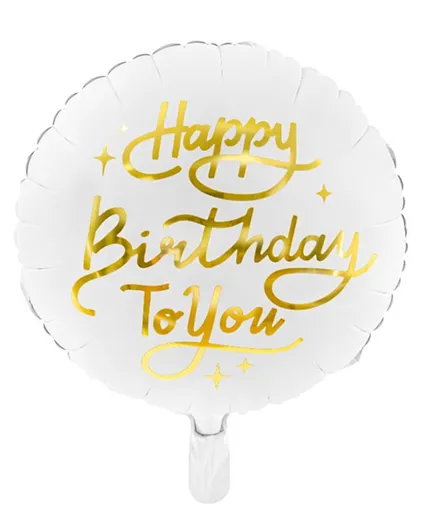 PartyDeco Happy Birthday To You Foil Balloon - White
